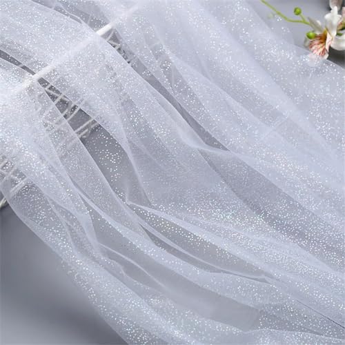 Christmas Glitter Tulle Rolls, Glitter Sparkling Tulle Fabric Netting Fabric Shimmer Color for Skirt Sewing DIY Crafts, Wedding, Baby Shower, Birthday, Gift Packaging, 63" x 5.46 Yards by Czsycdsf
