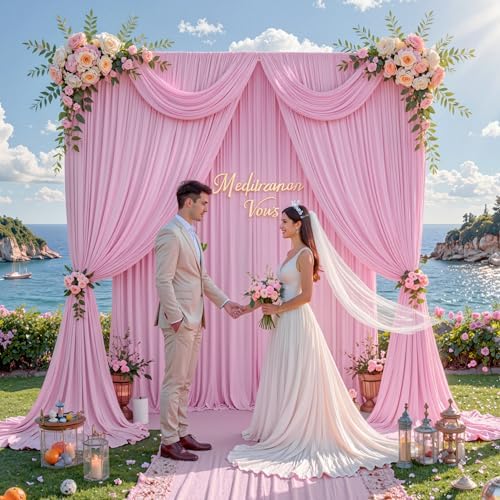10 ft x 10 ft Pink Backdrop Curtains for Parties, Wrinkle Free Baby Pink Photography Backdrop Drapes for Wedding Grils Birthday Baby Shower Bridal Shower Party - Image 5
