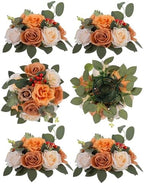 BLOSMON Terracotta Flowers for Wedding Decorations: 6 Pcs, Artificial Rose by Blosmon