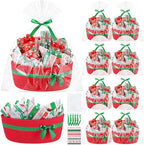 FoldTier 8 Pack Christmas Woven Gift Baskets with Handles,Red by FoldTier