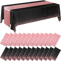 Breling 24 Pack Black and Rose Gold Tablecloths and Satin Table Runner Set by Breling