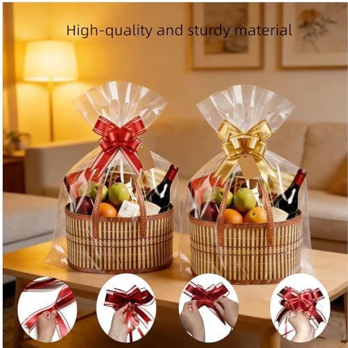6 Set Baskets for Gifts Empty Bulk Large Woven Bamboo Gift Basket Empty - Image 4
