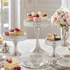 3 Pcs Cake Display with Mirror, Wedding Crystal Cake Stands for Reception - Image 4