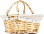 MEIEM Wicker Gift Baskets Empty Oval Willow Woven Picnic Cheap Easter Candy Storage Wine Basket with Handle Egg Gathering Wedding Basket (Natural) - Image 4