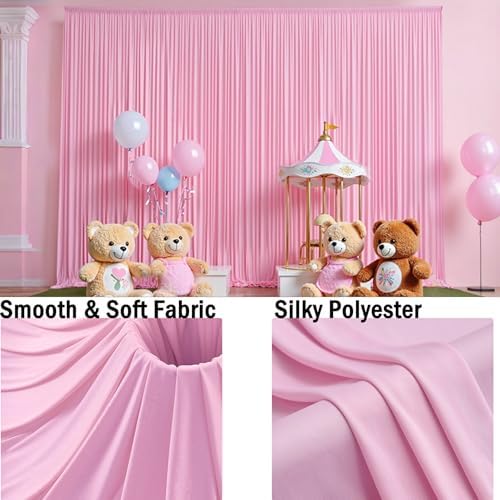 50ft x 12ft Wrinkle Free Pink Backdrop Curtains for Parties, 10 Panels 12FT Long Photo Backdrop Drapes Silky Back Drop Cloth for Wedding Birthday Photography Background Decor - Image 4