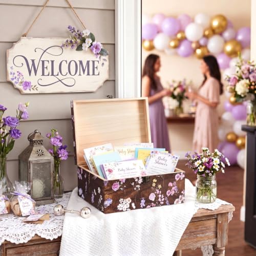 Wedding Wooden Keepsake Box, Flower, Wood, 11.02 x 8.86 x 4.92 Inches - Image 5