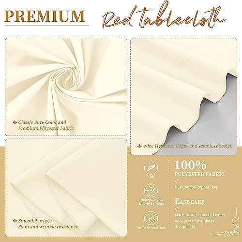 YMHPRIDE 6 Pack Beige Tablecloths - 120 Inch Polyester Round Table Covers, Washable Fabric for Wedding, Party, Dining, Banquet - Image 3