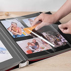 Large Photo Album Self Adhesive 4x6 5x7 3x5 8x10 Scrapbook Magnetic Album DIY Scrap Book Length 13 x Width 12.8 (Inches) 120 Black Sticky Pages Linen Cover DIY Photo Album(White) - Image 2