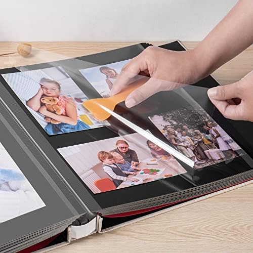 Large Photo Album Self Adhesive 4x6 5x7 3x5 8x10 Scrapbook Magnetic Album DIY Scrap Book Length 13 x Width 12.8 (Inches) 120 Black Sticky Pages Linen Cover DIY Photo Album(White) - Image 2