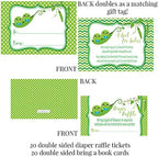 Amanda Creation Two Peas in a Pod Invitations, 20 Twin Boys Baby Shower Invitations with Envelopes, Diaper Raffle, Book Request & Sticker Bundle - Image 3
