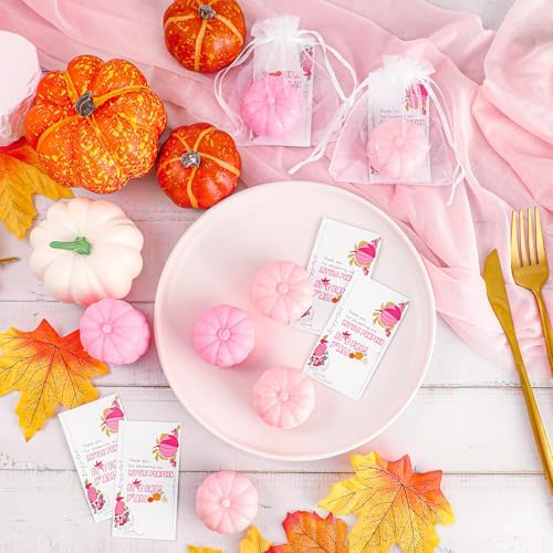 Liliful 50 Sets Pumpkin Soap Baby Shower Favors with Cards and Bags, Pink - Image 4