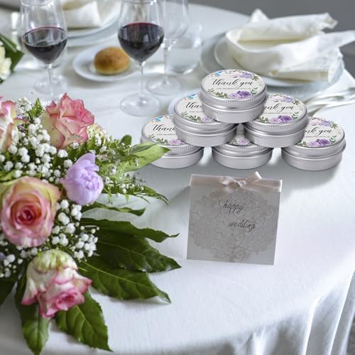 MTLEE 50 Pcs Purple Floral Wedding Candles Gift Favors for Guests 1 Oz - Image 6