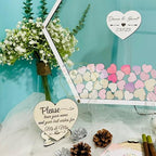 Personalized Wedding Guest Book Alternative Hexagon Frame Wooden Hearts - Image 3