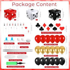 2 Sets Casino Theme Balloon Column Stand Kits Red Black Gold Balloons Column Kit with Dice Poker Tower Stand Kit 2 Sets Balloons Tower Sets for Las Vegas Game Night Themed Party Supplies - Image 3