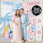 Fishhe or Fishshe Gender Reveal Decorations, Girl or Boy Themed Party Balloon Arch Kit Supplies Includes Balloon Boxes Banner Sash Badge Backdrop Tablecloth Toppers Poster Marker 152 PCs - Image 6
