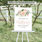 Andaz Press Personalized Large Canvas Baby Shower Welcome Sign, 16 x 20 Inches, Blush Pink Watercolor Florals, Guestbook Alternative, Custom Baby Shower Sign For Floral Baby Shower Baby Sprinkle Theme - Image 6