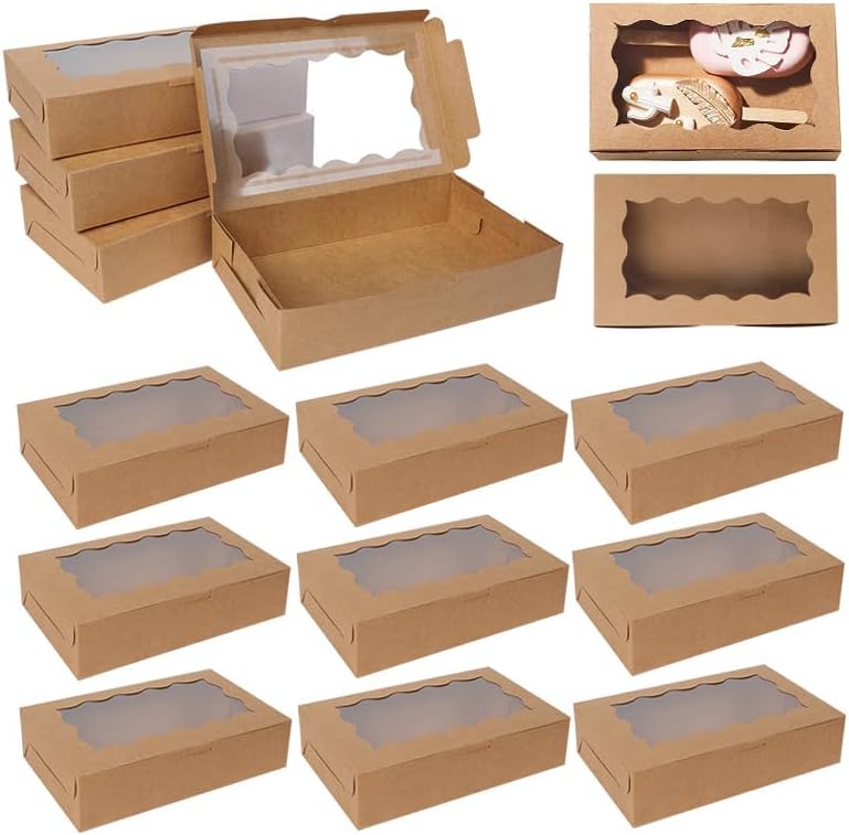 5-20pcs Gift Boxes With Window Birthday Party Chocolate Candy Cookie Gift Packaging Wedding Supplies Baby Shower Christmas Decor (Brown,20Pcs) - Image 7