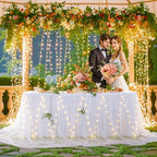 PARTISKY White Tulle Tutu Table Skirt for Rectangle Tables or Round Table,Led Light String Table Cloth for Wedding Baby Shower Birthday Party Dessert/Cake Tables - Image 3