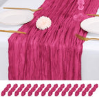 14 Pack Hot Pink Cheesecloth Table Runner 17x108 Inch Semi Sheer Boho Gauze Cheese Cloth Fabric Table Runners, for Wedding Party Baby Shower Birthday Home Decor Garden Farmhouse by Unknown