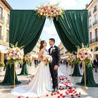 20ftx12ft Hunter Green Backdrop Curtains for Parties, Wrinkle Free Polyester Hunter Green Photo Backdrop Drapes 4 Panels 12 ft Long Back Drop Cloth for Wedding Birthday Photography Background Party - Image 3