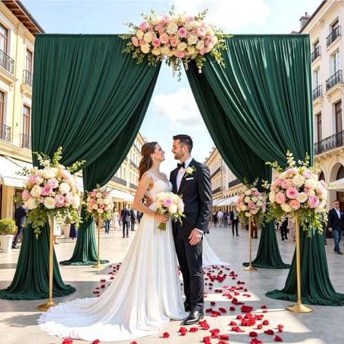 20ftx12ft Hunter Green Backdrop Curtains for Parties, Wrinkle Free Polyester Hunter Green Photo Backdrop Drapes 4 Panels 12 ft Long Back Drop Cloth for Wedding Birthday Photography Background Party - Image 3