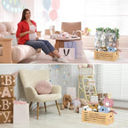 BAMBOOHOMIE Baby Shower Crate Closet, Baby Baskets with Hangers Handle, Baby Crate Box for Baby Shower, Welcome Gift Basket for Newborn Baby, Pregnancy Gift for New Parents (Natural, Large Size) - Image 7