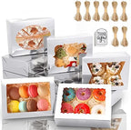 KPOSIYA 65 PCS 8x6x2.5 Inch Cookie Boxes with Window Silver Bakery Boxes Pastry Boxes for Gift Giving, Treat, Dessert, Cupcakes, Chocolate, Strawberries, Donuts, Muffins (5 Style Windows) by KPOSIYA