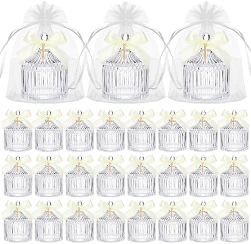 24 Sets Baptism Favors Crystal Bowl Cross Communion Baby Shower by Acellegic