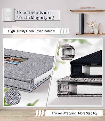 Artfeel Photo Album Self Adhesive Scrapbook Album for 3x5 4x6 5x7 8x10 Pictures,120 Pages Linen Cover with Display Window DIY Photo Book,Ideal Gifts for Family Travel Wedding Baby - Image 5