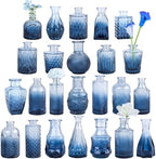 TBWIND 24pcs Blue Glass Bud Vases Set, Small Vases for Flowers by TBWIND