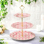 Lallisa 3 Tier Tea Party Cake Stand 10", 9" and 7" Ceramic Shabby Floral Dessert Stand with Metal Rack Coquette Cupcake Tower for Wedding Bridal Shower Baby Shower Decoration by Lallisa