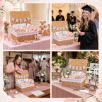 Gerrii Wedding Party Decoration 12 x 9.4 x 5.3 in Large Wicker Storage Basket with Lid Wedding Card Box and Card Banner Set Money Envelope Box Gift for Baby Shower Favor Supplies(Red Plaid) - Image 4