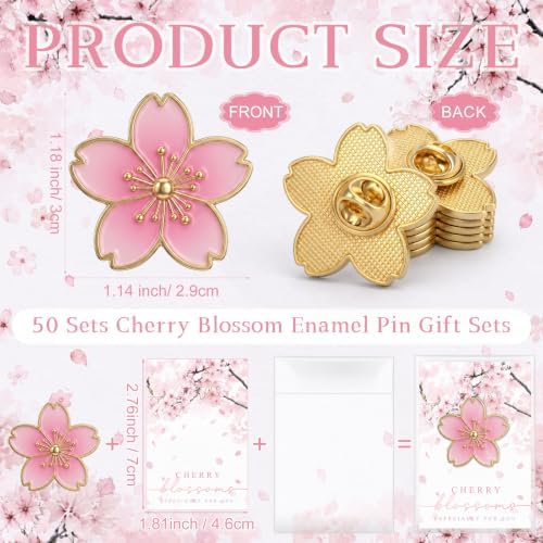 50 Sets Cherry Blossom Party Favors Bulk Enamel Pins Sakura Gifts - Image 2