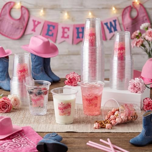 100 Pcs Pink Cowgirl Plastic Cups, 12 oz Howdy Western Disposable Drinking Cups Bulk for Last Rodeo Bachelorette Party Decorations, Nashville Disco Cowgirl Birthday Baby Shower Supplies - Image 5