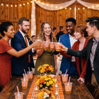 Sliner 50 Sets Orange White Gingham Plaid Party Plastic Cups 16oz - Image 6