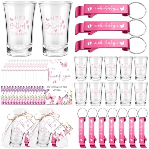 Blushtier 25 Sets Baby Shower Shot Glass Bottle Opener, Butterfly by Blushtier