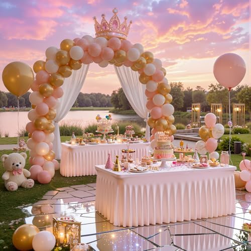 Pink Table Cloth for 6 Foot Rectangle Tables Fitted Stretch Spandex Table Cover with Skirt 6ft Baby Shower Birthday Party Banquet Ruffle Baby Pink Tablecloth Wedding Table Cloths Desk Skirt, 2 Pack - Image 7