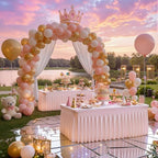 Baby Pink Table Cloth for 8 Foot Rectangle Tables Fitted Stretch Spandex Table Cover with Skirt 8ft Baby Shower Birthday Party Banquet Ruffle Tablecloth Wedding Table Cloths Desk Skirt, 4 Pack - Image 7