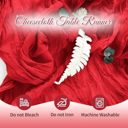 Red Boho Cheesecloth Table Runner 12 Pack 17x108 Inch Sheer Gauze - Image 4
