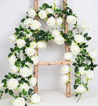 2Pcs 12Ft Bendable Flower Garland Faux Rose Vine for Wedding Decor,White - Image 5