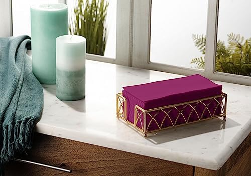 Linen-Feel Purple Paper Napkins - Decorative Cloth-Like Disposable Dinner Napkins - Soft And Absorbent. For Kitchen, Party, Wedding, Bathroom Or Any Occasion. (Pack of 100) - Image 4