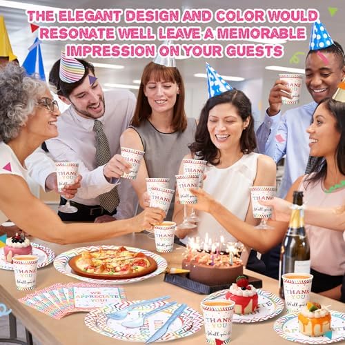 Pickmesh 400 Pcs Thank You Party Plates and Napkin Decoration Serve 50 - Image 4