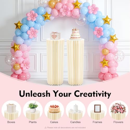 2PCS Cylinder Pedestal Stands Party Table Cake Pedestal Stand for Parties Columns and Pillars Display for Parties Wedding Birthday Baby Shower Christmas Decorations Foldable Cardboard - Image 5