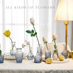 Glass Bud Vase Set of 16, Small Flower Vases, Glass Vases for Centerpieces, Vintage Home Table Decorations Bud Vases (16 Pcs, Blue) - Image 4
