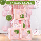 Baby in Bloom Decorations includ “Baby in Bloom” Letter Sign, Pink Sage Green Balloon Garland Arch Kit, Baby Boxes with Letters, Backdrop - Image 4
