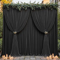 24ftx10ft Wrinkle Free Black Backdrop Curtain - 10 Feet Photography Backdrop Drapes, Silky Polyester Back Drop Cloth for Wedding Baby Shower Balloon Arch Background by Unknown