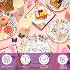 Dandat 350 Pcs Baby Shower Set, Butterfly, Purple - Image 4