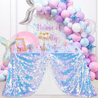 QueenDream White Sequin Tablecloth Mermaid Party: Big Payette Glitter Fabric - 51x35 Inch Rectangle for Rainbow Birthday Decor - Image 3