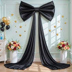 Big Black Bow Backdrop Large Black Bow Decor Gift Bows Birthday Decorations 48x24x120 Inches Giant Bow Birthday Party Backdrop for Wedding Baby Shower Photography Coquette Room Decor - Image 7
