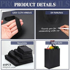 PerKoop 40 Pack Kraft Gift Bags with Handles 4 Sizes,Vertical,Black - Image 3